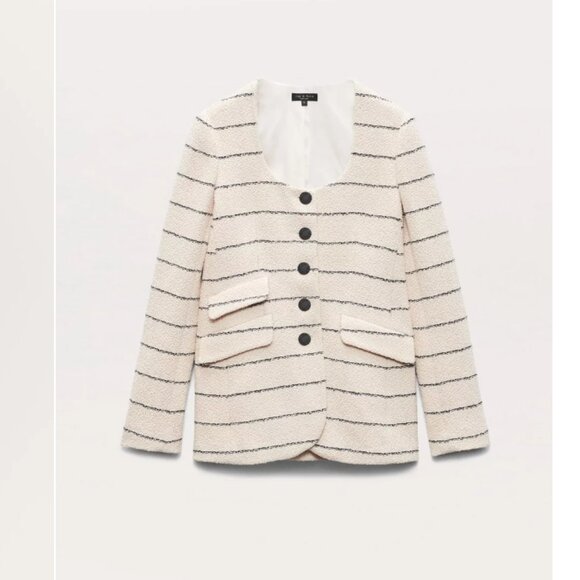 NWT rag & bone Roslyn Cotton Tweed Scoop-Neck Blazer Jacket - Picture 2 of 9